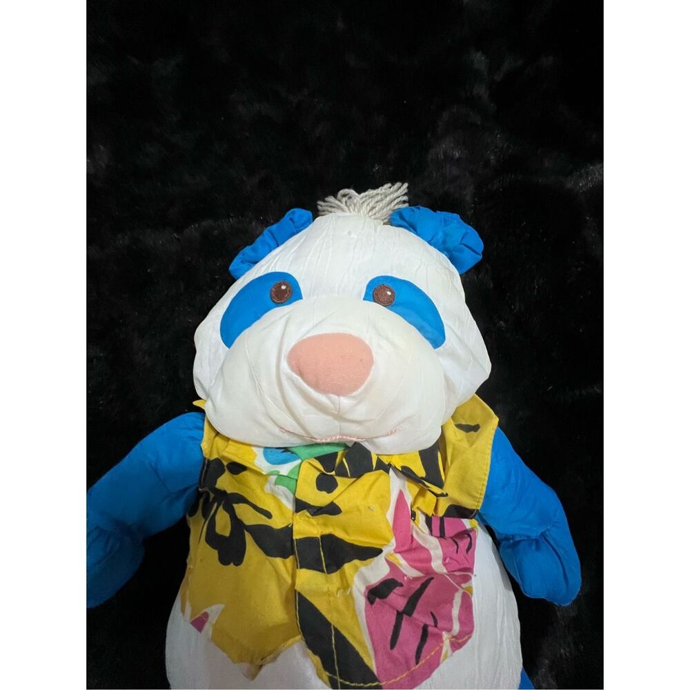Fisher Price Puffalumps Wild Thing Blue White Panda Bear With Shirt 1987 VTG - Picture 4 of 5